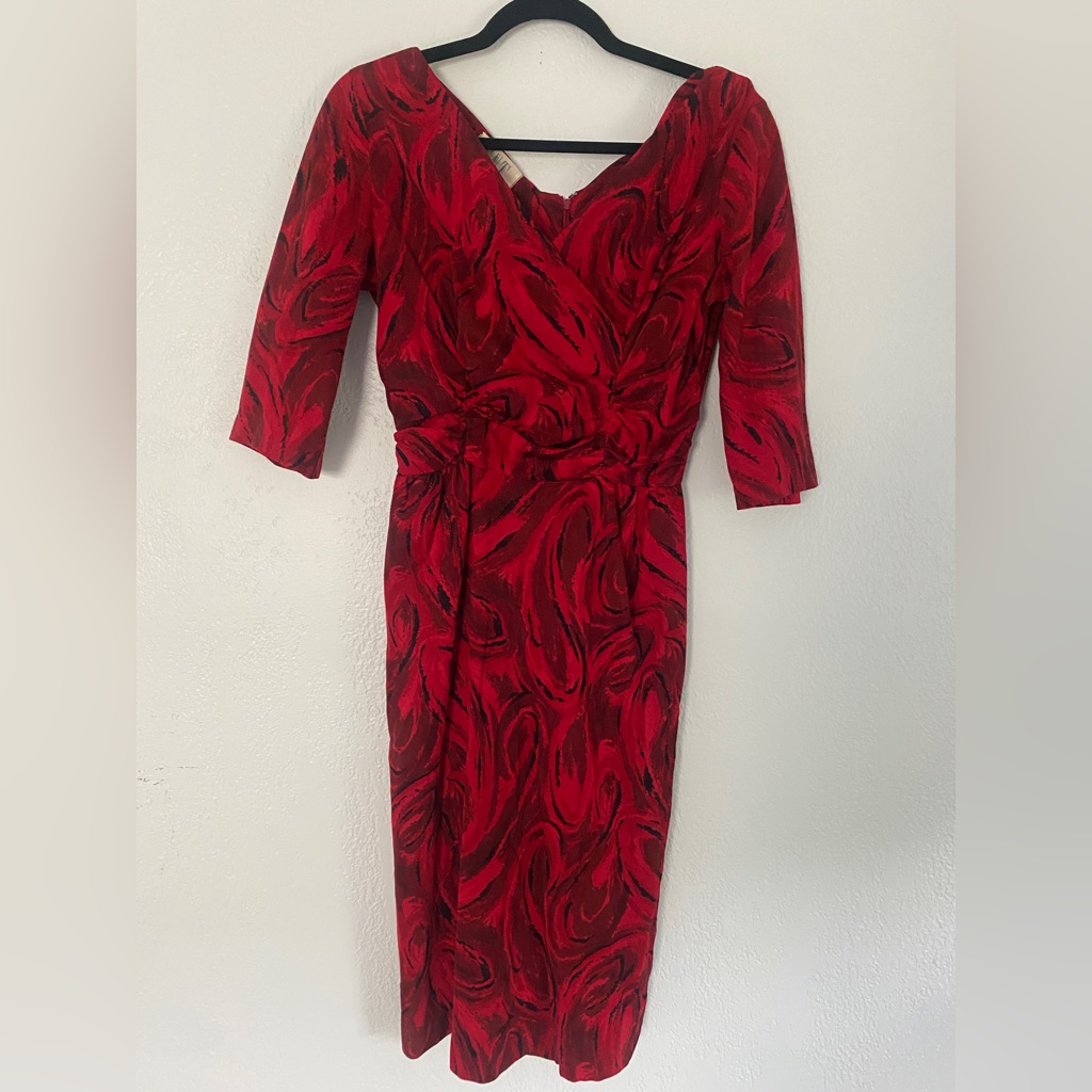 1950’s Velveteen Wiggle Dress By Tnt